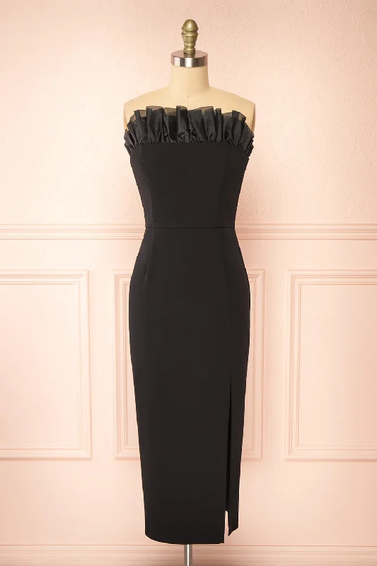 Scarabella | Strapless Black Midi Dress