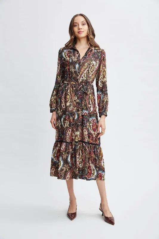 T-Tahari Paisley Midi Dress