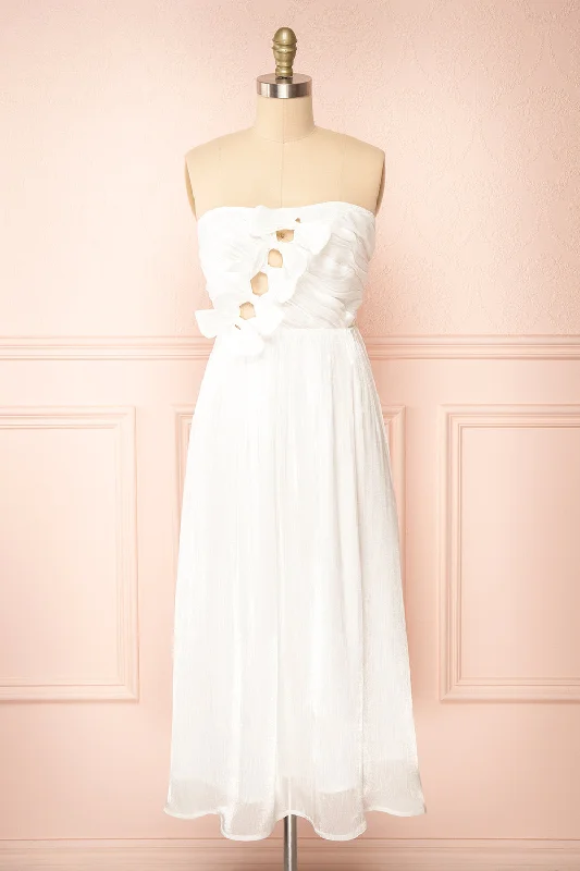 Anaiis | White Strapless Midi Dress