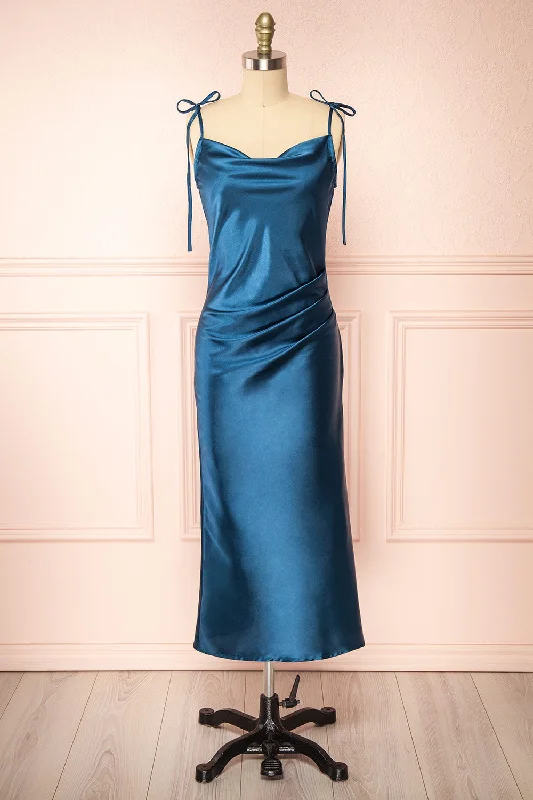 Elyse Royal Blue | Cowl Neck Midi Dress