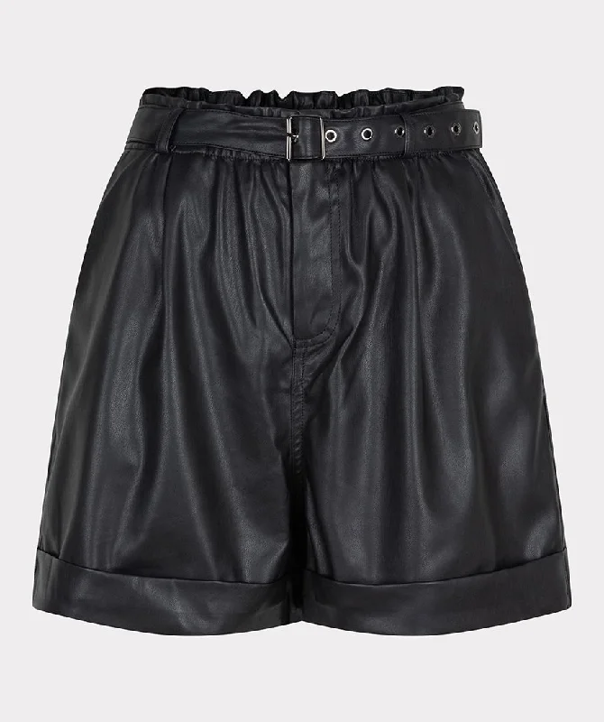 Esqualo Black Shorts Vegan Leather