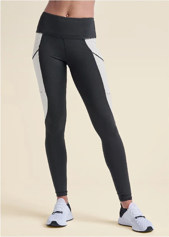 Color Block Active Leggings - Black & White