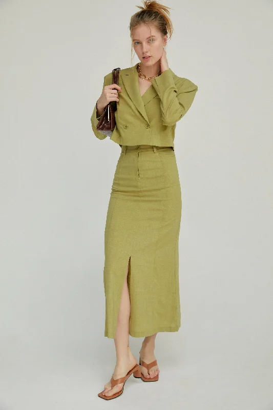 90's Inspired Midi Skirt, Olive Green