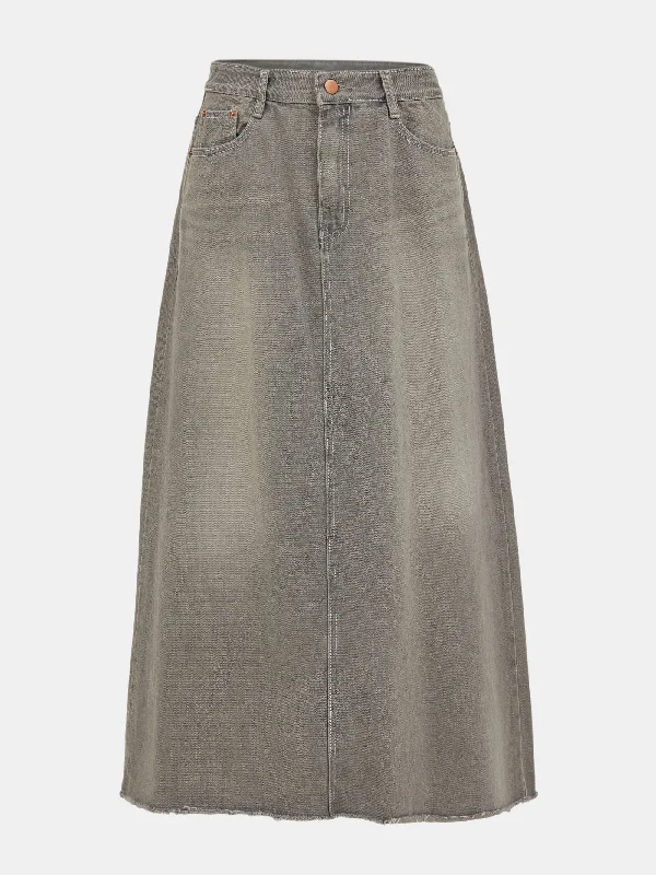 A-line Denim Skirt, Beige Grey