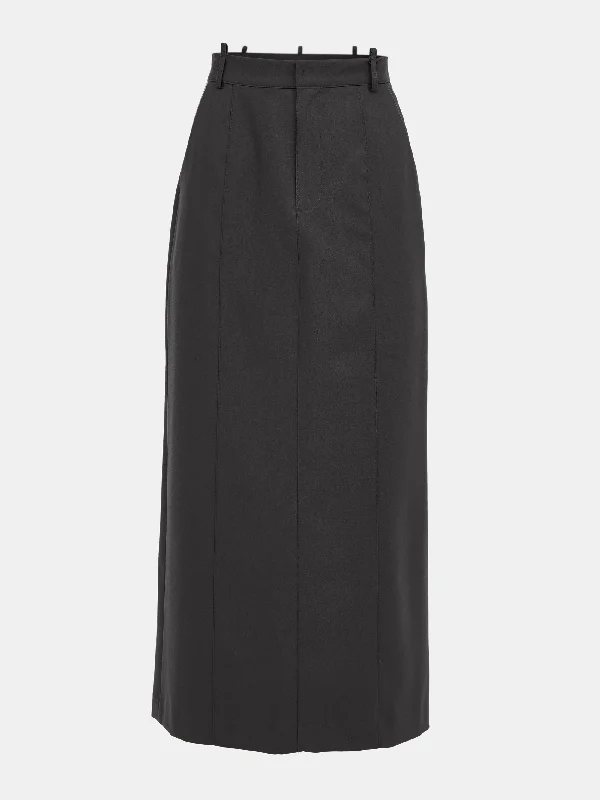 Belt Loops Suit Skirt, Charcoal