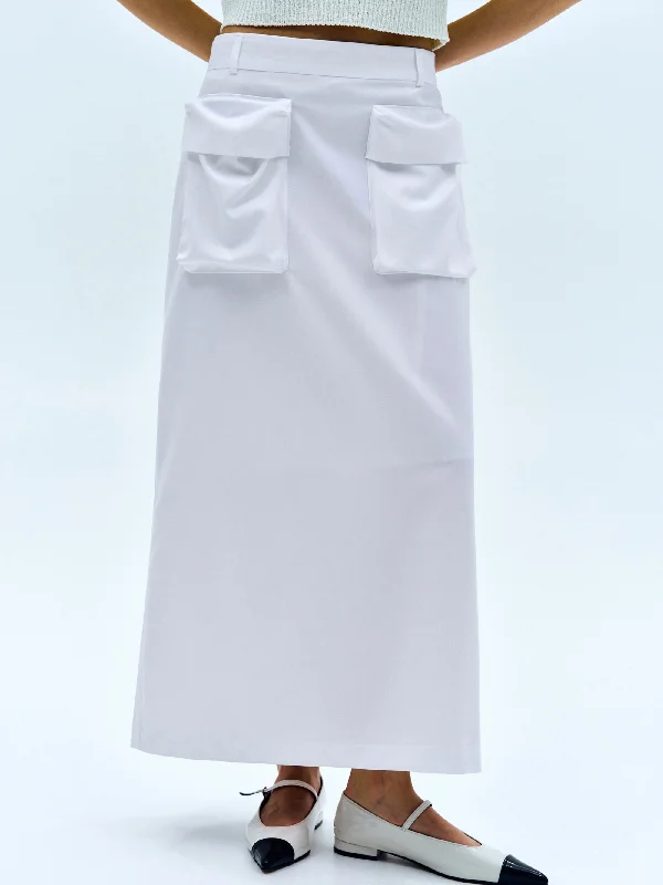 Big Pocket Cargo Skirt, White