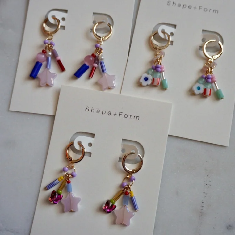 Confetti Beaded Charm Hoops