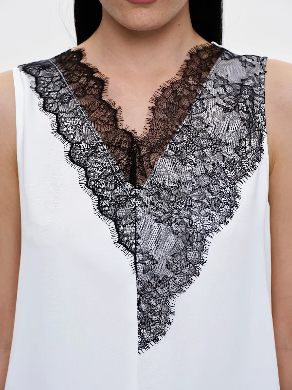 Corded-Lace Top, White