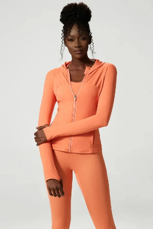 DOINA HOODED LONG SLEEVE SPORTS TOP ORANGE