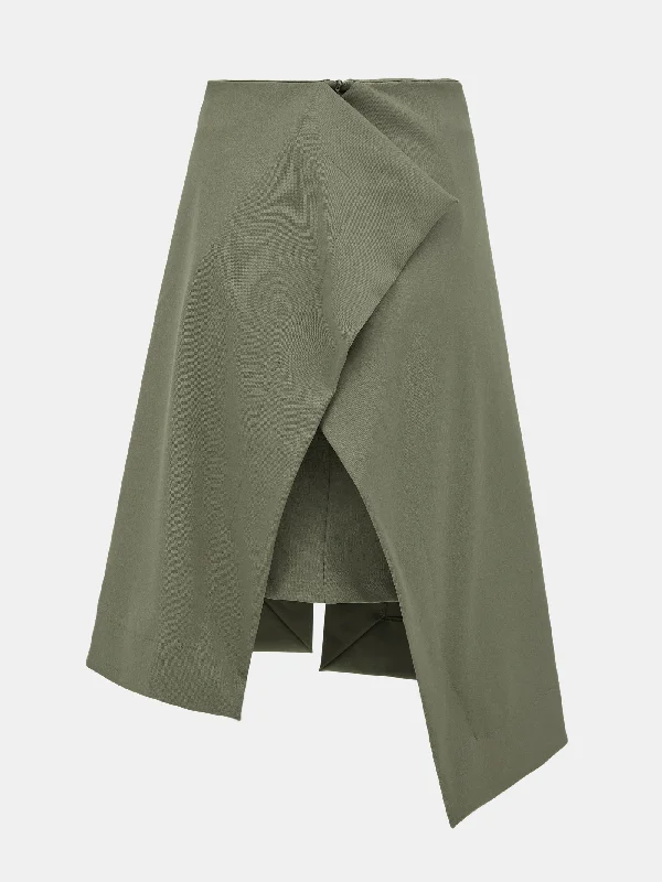 Double Layered Midi Skirt, Khaki