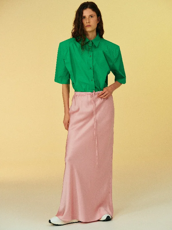 Satin Maxi Skirt, Rose Pink