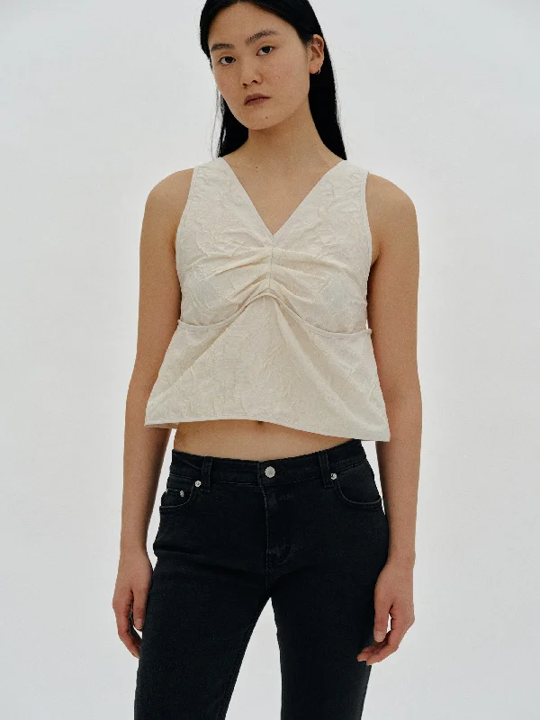 Embossed Bustier Top, Nude