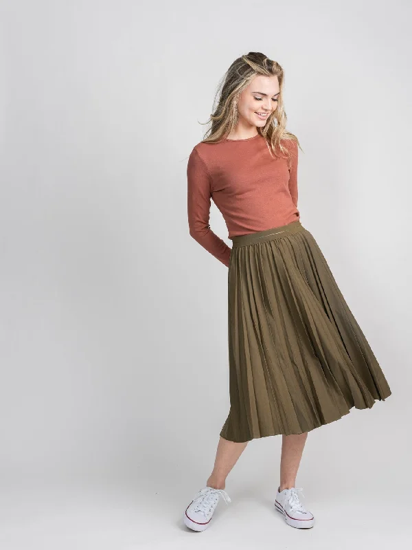 PLEATED SKIRT 27" - OLIVE