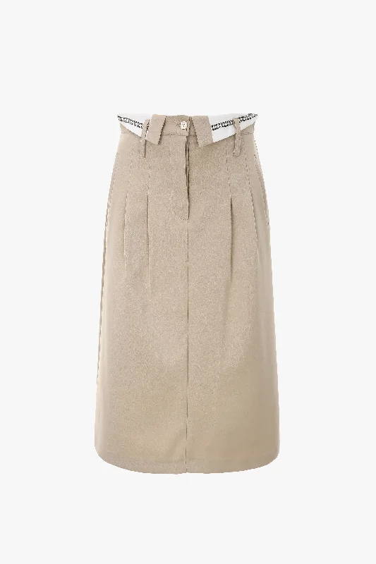 Inside Out Waistband Skirt, Beige