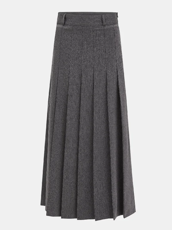 Pleat Maxi Skirt, Charcoal