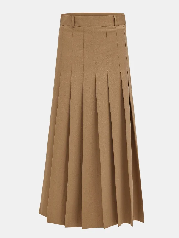 Pleat Maxi Skirt, Earthy Orche