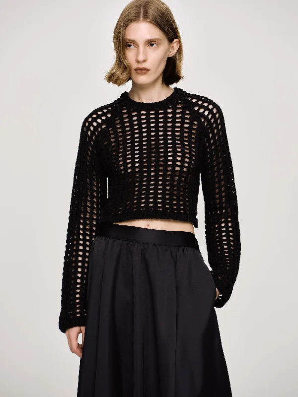 Reef Net Knit Top, Black