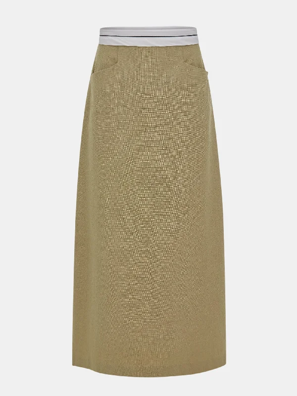 Reversed Waist Skirt, Biscotti