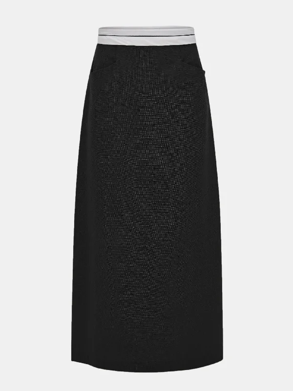 Reversed Waist Skirt, Black