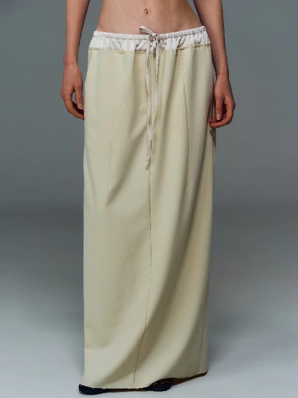 Satin-Layered Skirt, Cornsilk