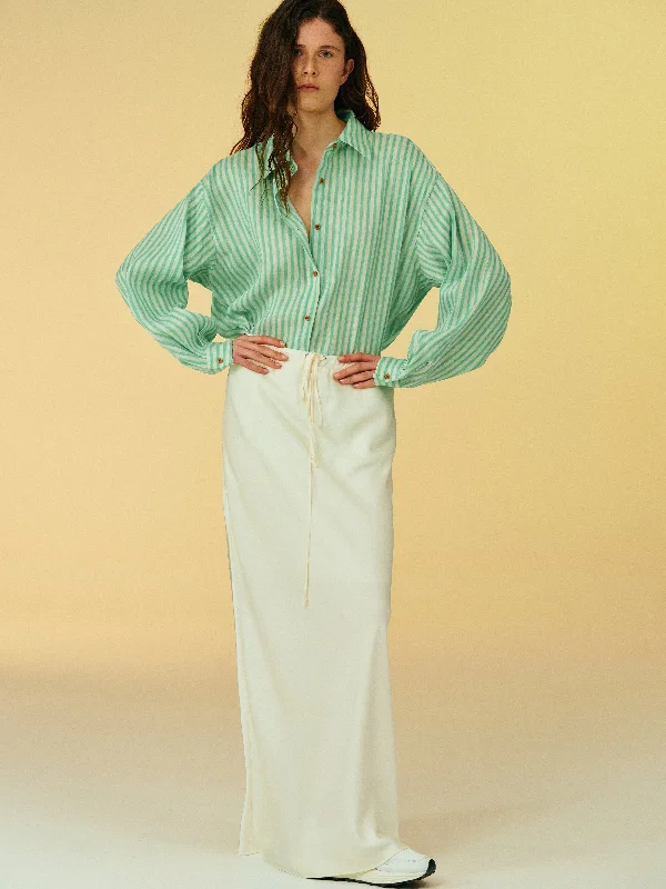 Satin Maxi Skirt, Cream