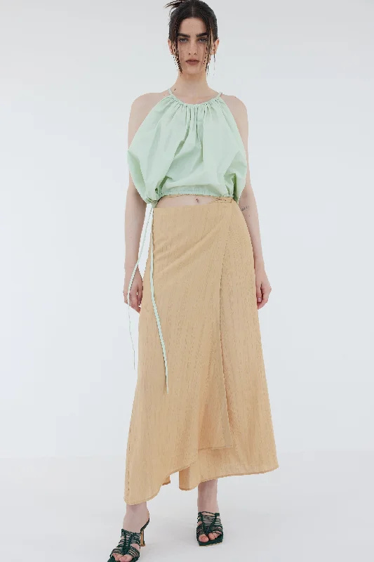 Self Tie Wrap Skirt, True Tan