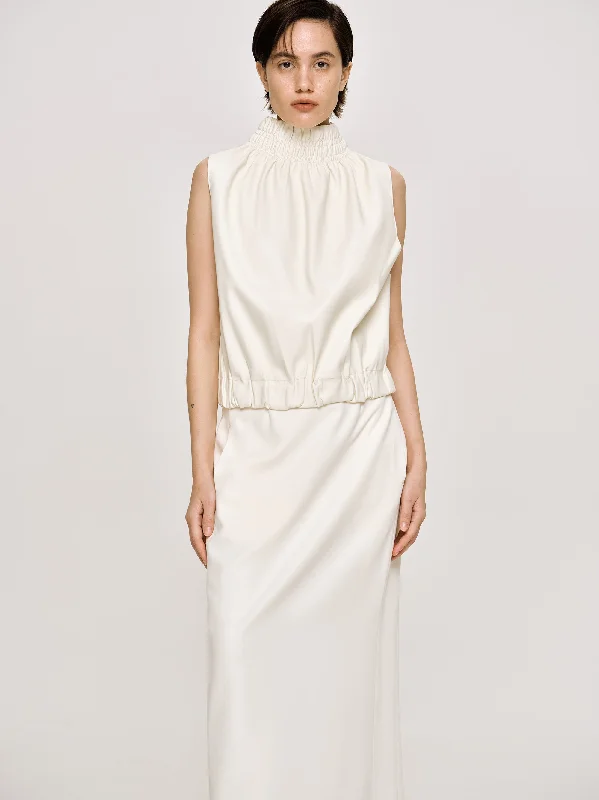 Sleeveless Leather Top, Ivory