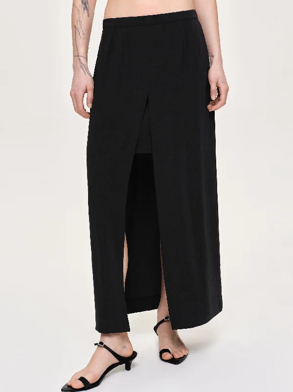 Slit Maxi Skirt, Black