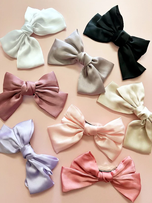 Solid Satin Bow with Spring Clip