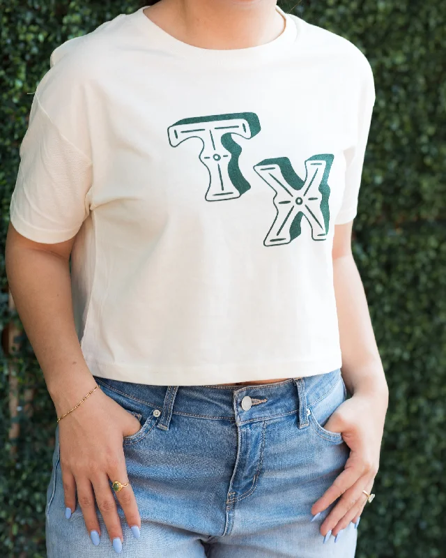 Texas "TX" Pine Green Crop Tee - Wholesale