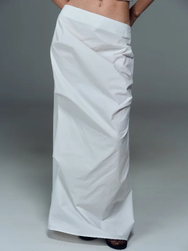 Tucked Long Skirt, White