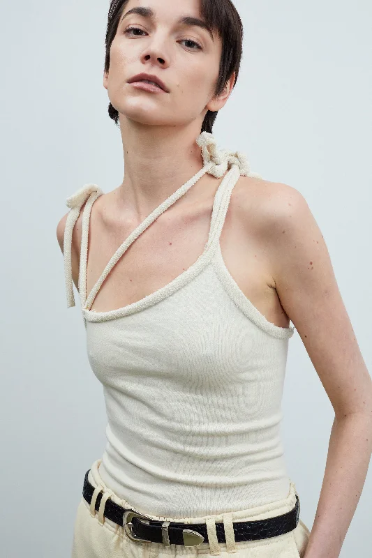 Triple Tie Tank Top, Oat Milk