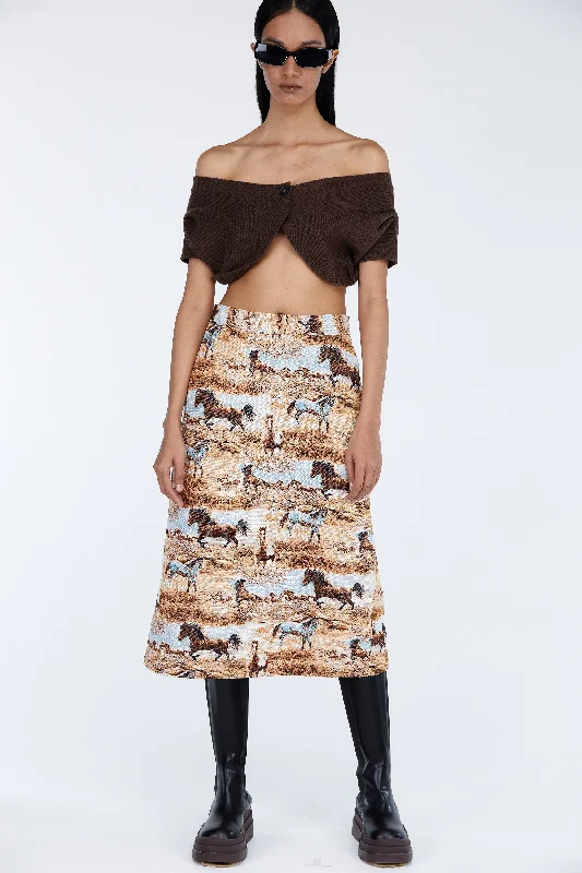 A-Line Midi Skirt, Horse Jacquard