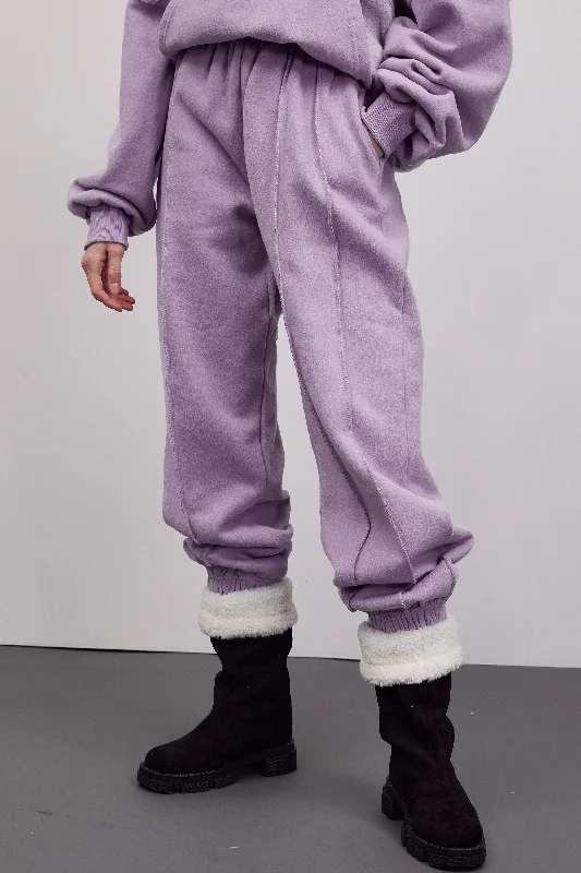 Checkerboard Fleece Sweatpants, Lilac