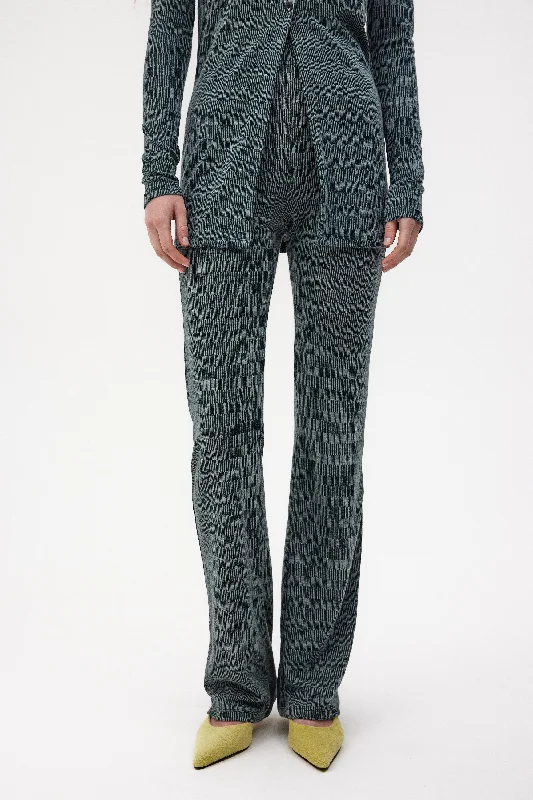 Extra Long Rib Knit Pants, Aegean Melange