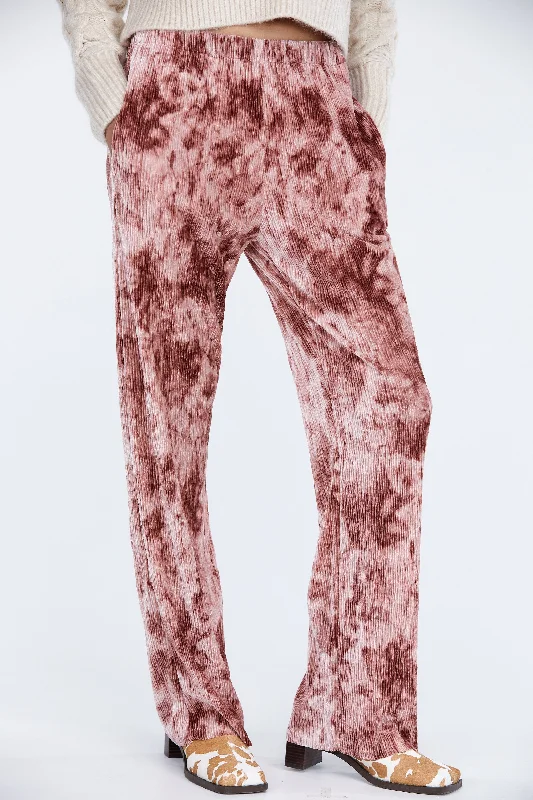 Print Pleated Pants, Pink