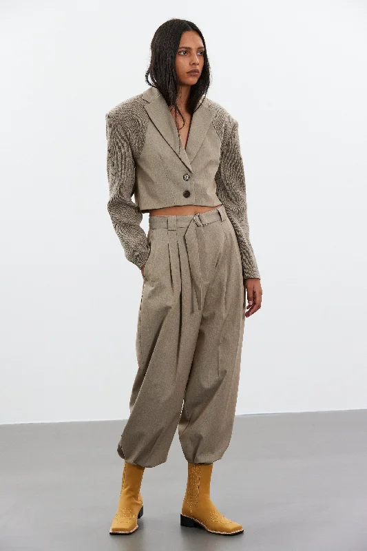 Relaxed Belt Suiting Trousers, Earthy Ocher