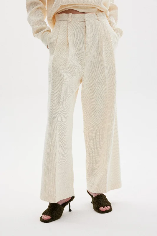 Waffle Weave Trousers, Meringue