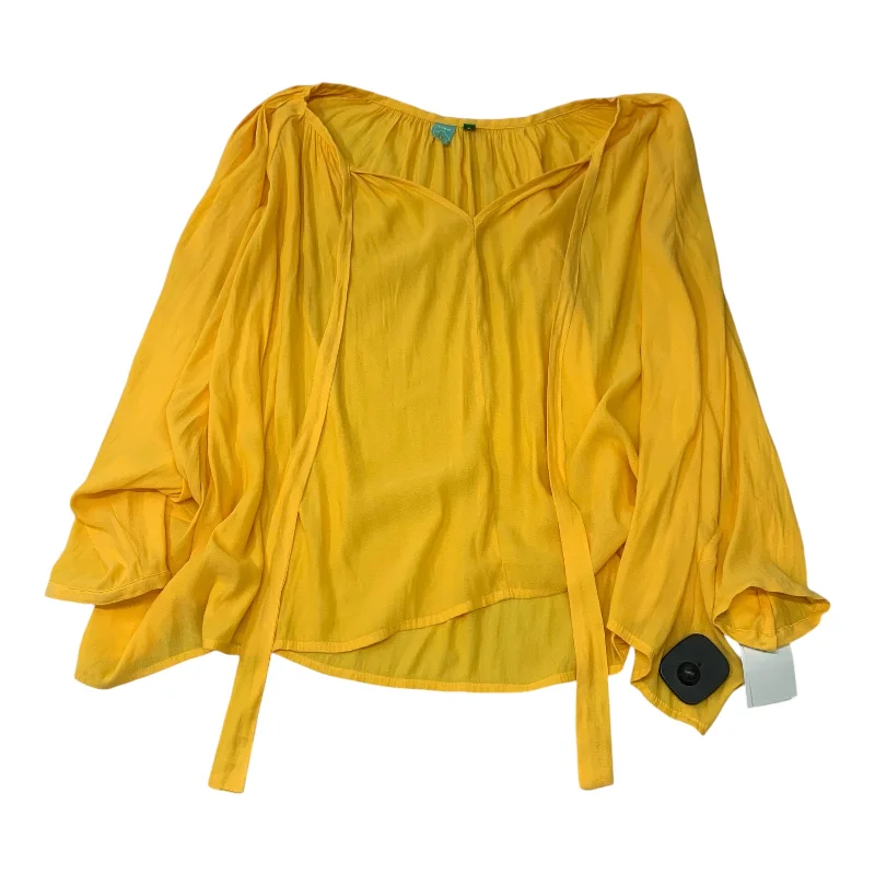 Blouse Designer By Farm Rio In Yellow, Size: Petite   S