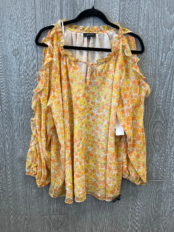 Blouse Long Sleeve By 1.state In Orange & Yellow, Size: 3x