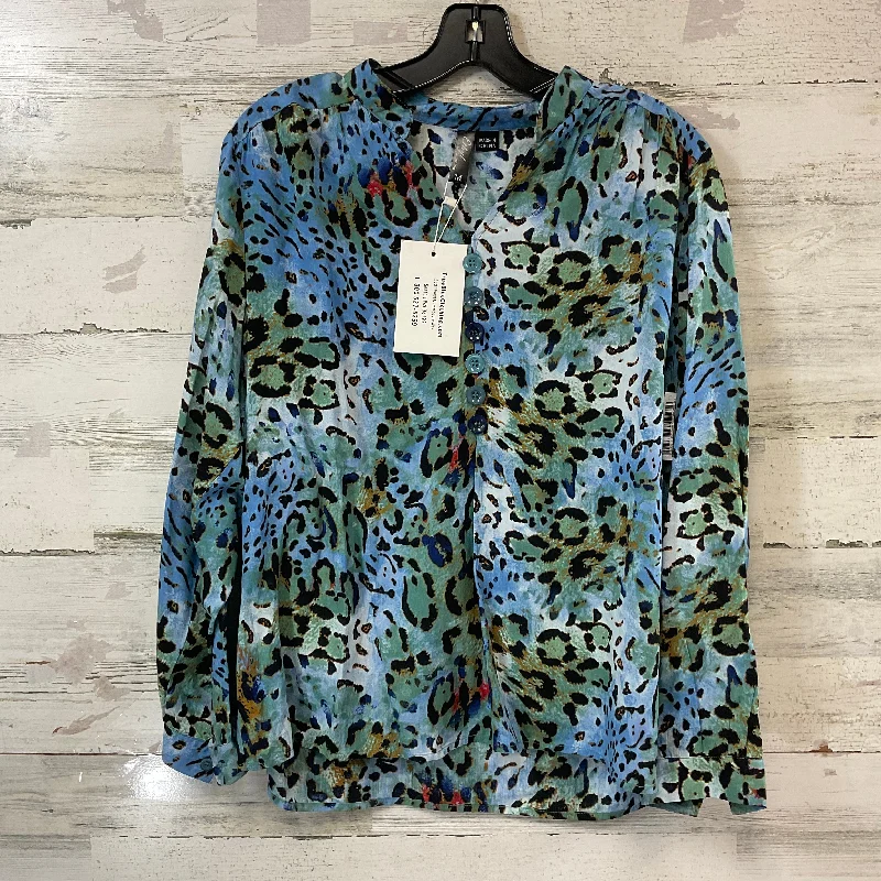 Blouse Long Sleeve By Ethyl In Blue, Size: M