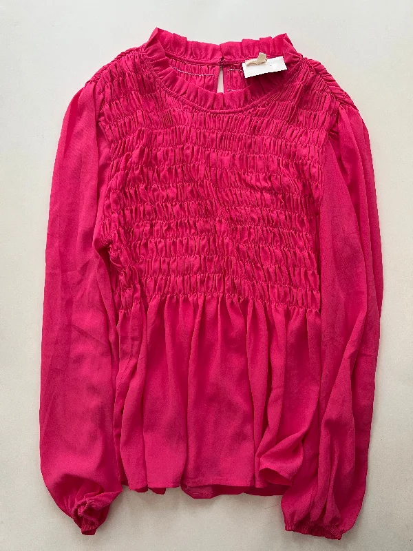 Blouse Long Sleeve By Jodifl In Pink, Size: M