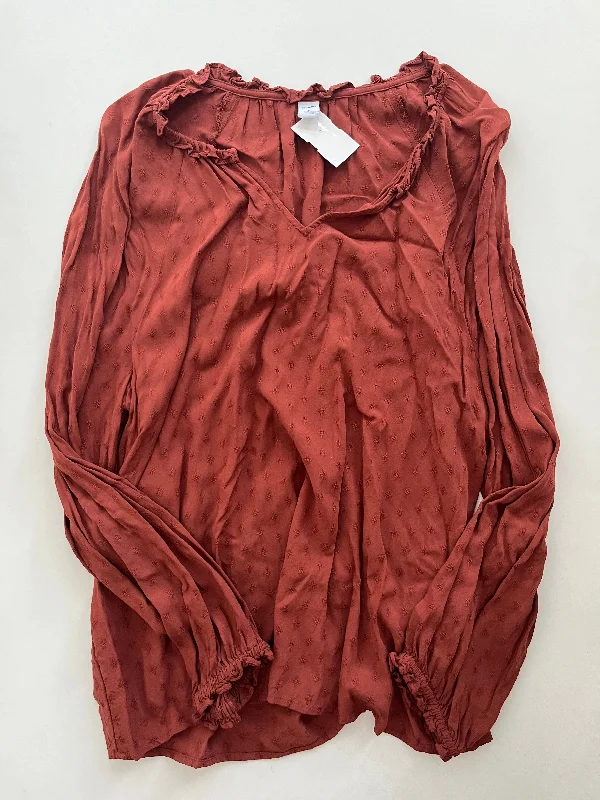 Blouse Long Sleeve By Old Navy In Rust, Size: L