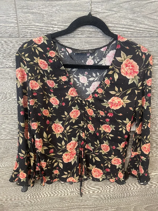 Blouse Long Sleeve By Zara Women In Floral Print, Size: L