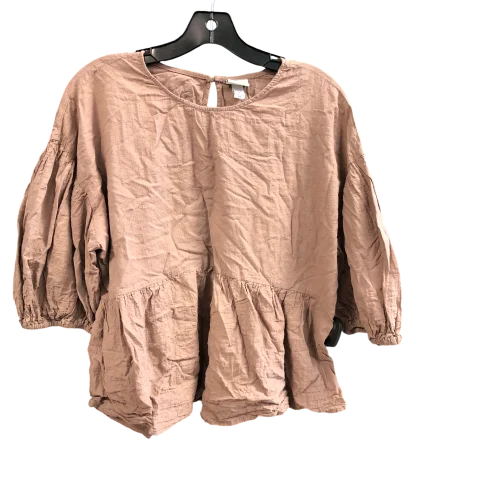 Top Short Sleeve By A New Day In Brown, Size: L