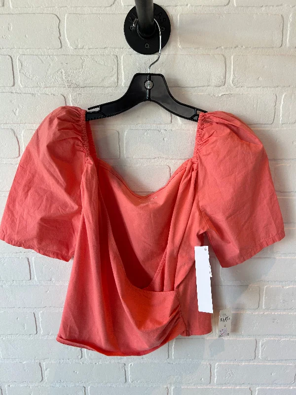 Top Short Sleeve By Anthropologie In Orange, Size: M