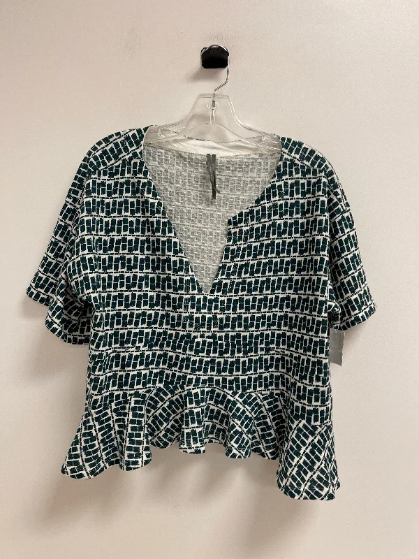 Top Short Sleeve By Anthropologie In Teal, Size: M