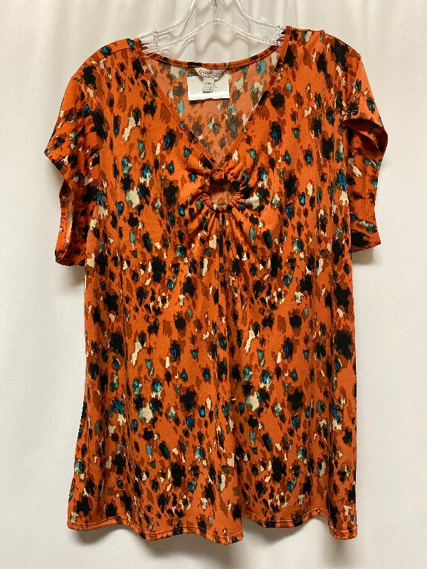 Top Short Sleeve By Cato In Orange, Size: 1x