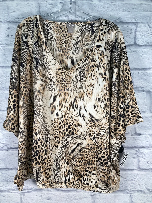 Top Short Sleeve By Chicos In Animal Print, Size: Xl