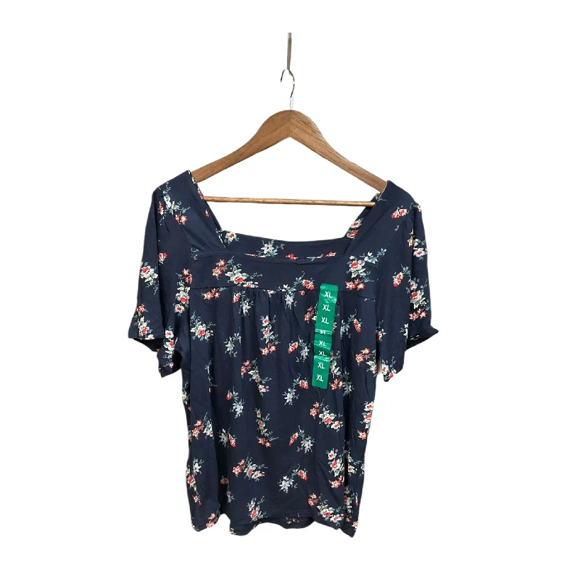 Top Short Sleeve By Lucky Brand In Floral Print, Size: Xl